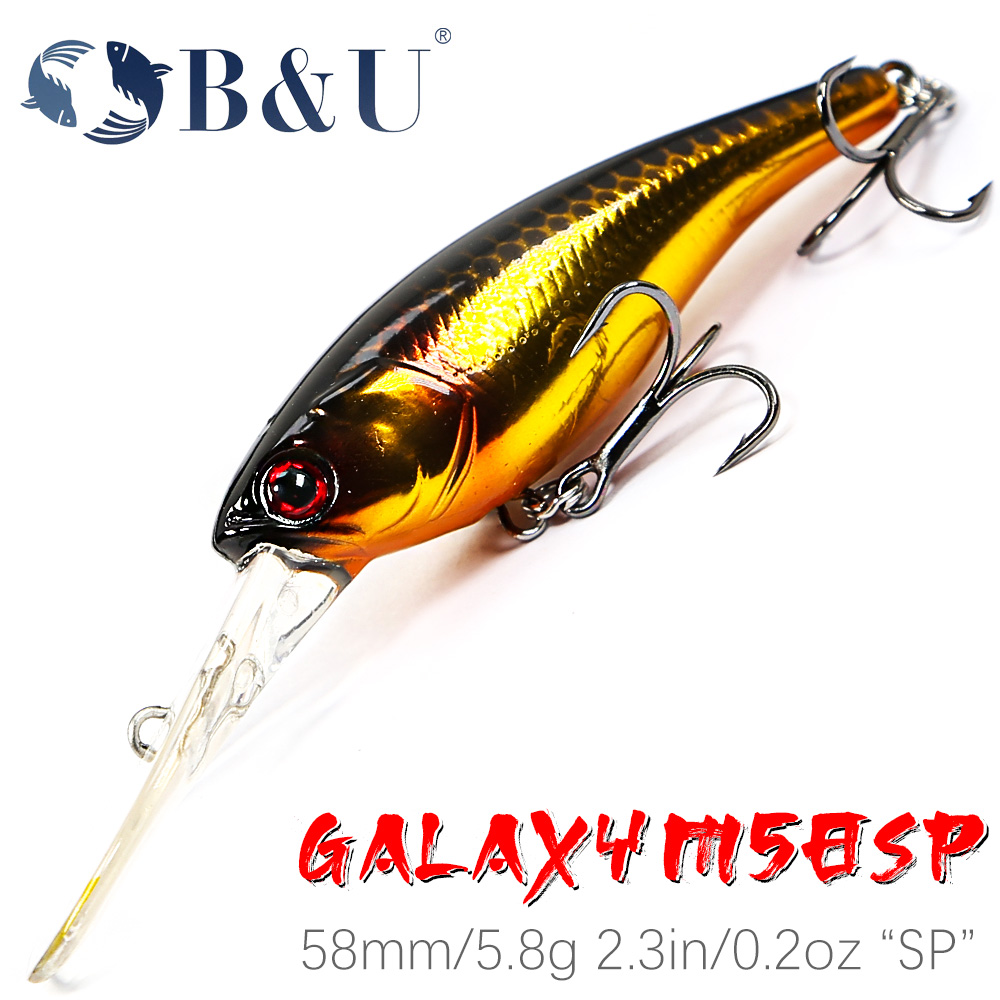 Fishing Lure Crankbait - B&U 58 ミリメートルロングキャストウェイトシステムトップフィッシングハードルアー餌ミノークランクワブラー品質タックルフック SP