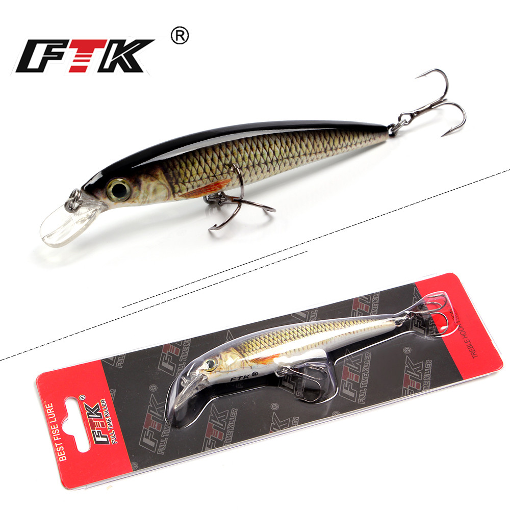 Fishing Lure Crankbait - Ftk 1pcミノー釣りルアーレーザーハード人工餌12グラム/100ミリメートル釣りwobblersクランクベイトミノー3D目釣具