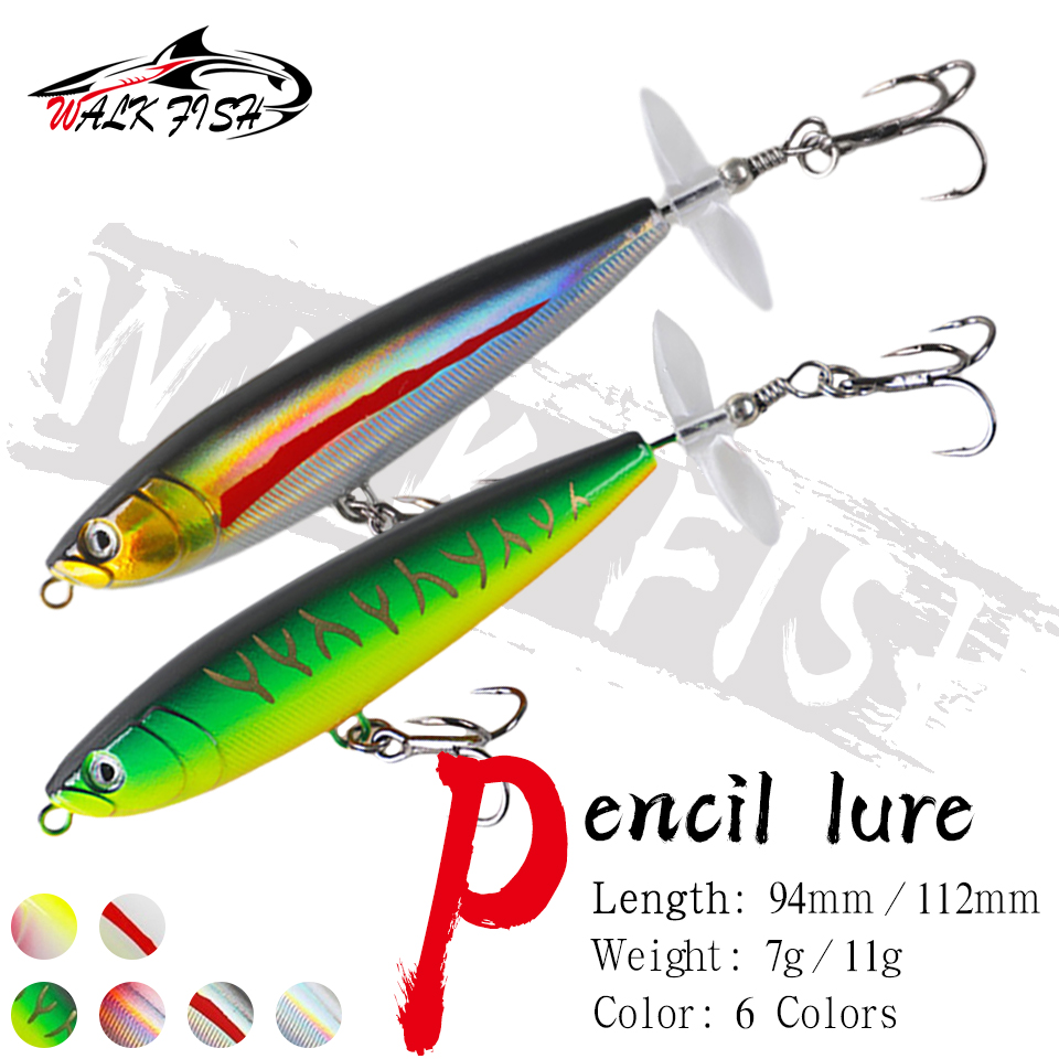 Fishing Lure Popper - ウォークフィッシュ 7g/11g ペンシルベイト ソルトウォーター用 回転プロペラ付き リバー用