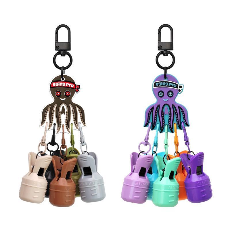 Fishing Lure Kit - 6個入り/セット。実用的なウェブフット型イカ釣り用ジグ。カラビナ付き。傘型カニカマ用ルアー。フックカバー。釣り用アクセサリー。