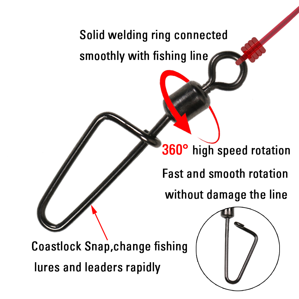 20個入り ブラックニッケル製 フィッシングローリングスイベ - Fishing Lure Kit のレビューと価格