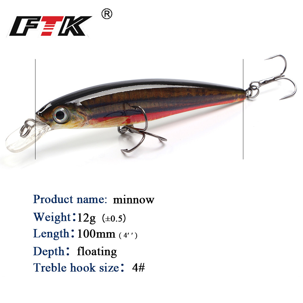 Ftk 1pcミノー釣りルアーレーザーハード人工餌12グラム - Fishing Lure Crankbait のレビューと価格