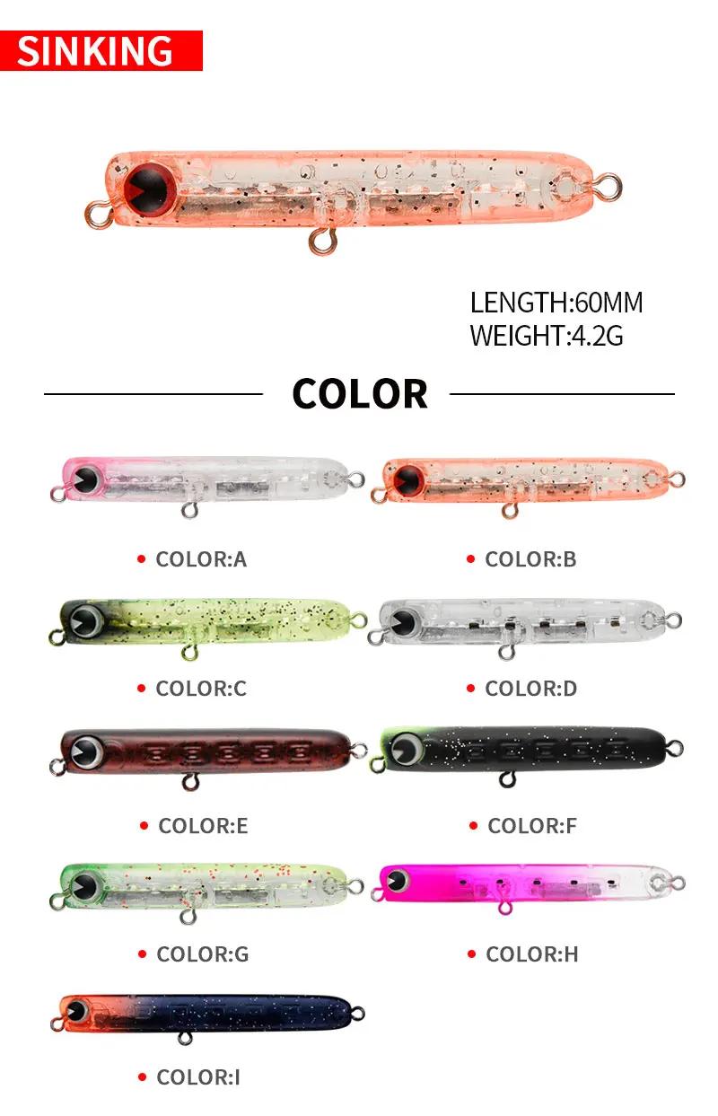 6 センチメートル 4.8 グラムスローシンキングペンシル釣 - Fishing Lure Jerkbait のレビューと価格