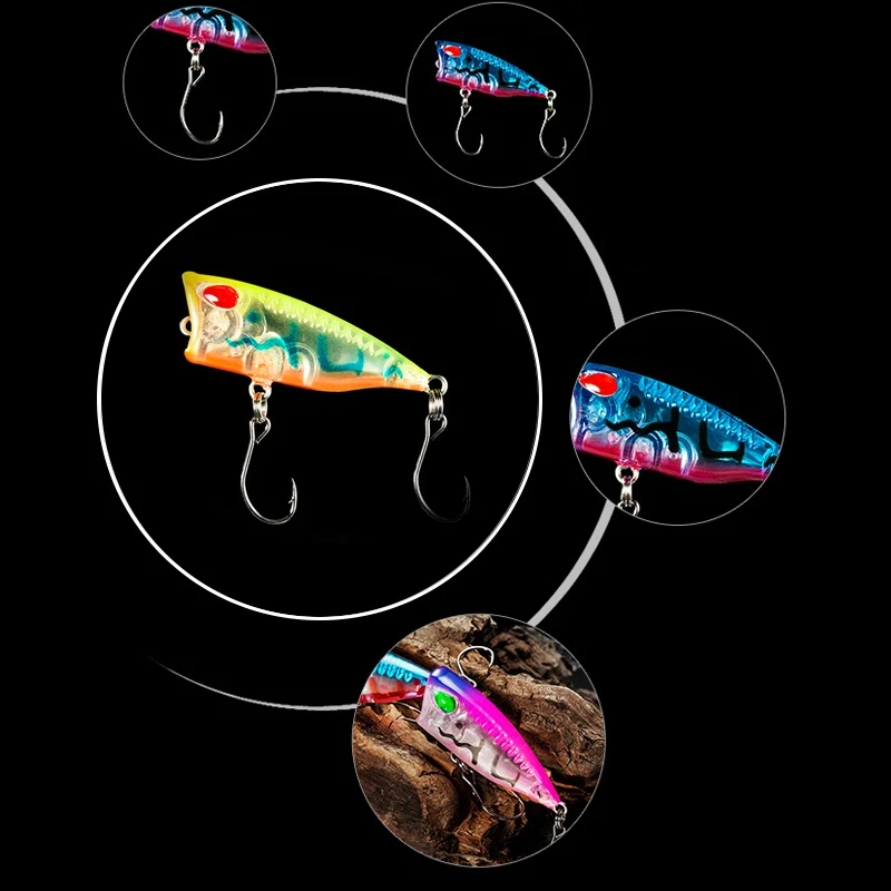 新 1 個 4 センチメートル 3 グラムミニポッパーハード - Fishing Lure Popper のレビューと価格